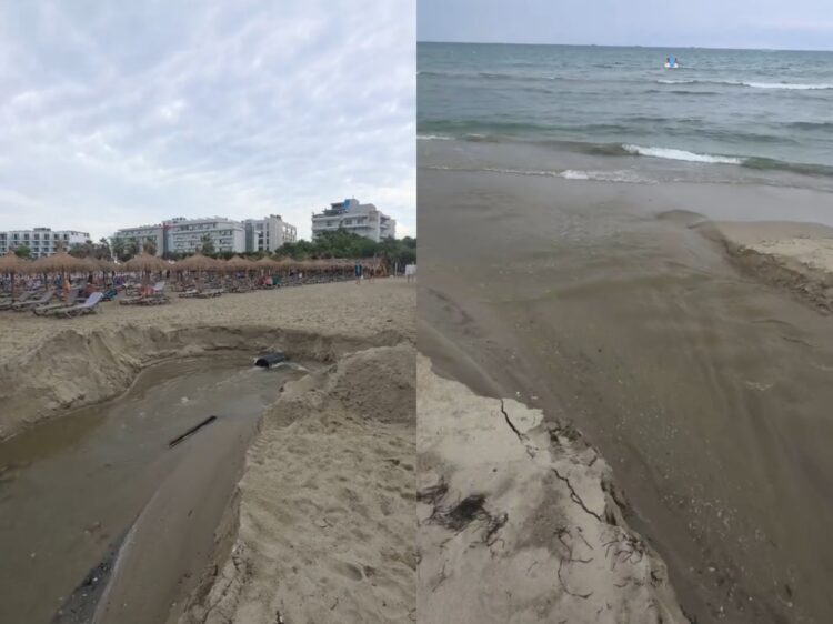 Ujërat e zeza në mes të plazhit në Golem, pushuesit vijojnë të lahen pranë tubit të shkarkimit