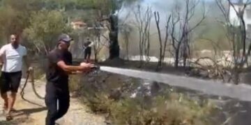 Bie zjarr pranë banesave në Kodër Krastë të Elbasanit
