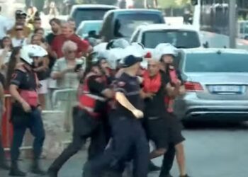 Tensione në protestën para Parlamentit, policia shoqëron dy protestues