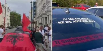 Shqiptarët në Britani protestojnë kundër Ramës, nisen me autokolonë për në Tiranë