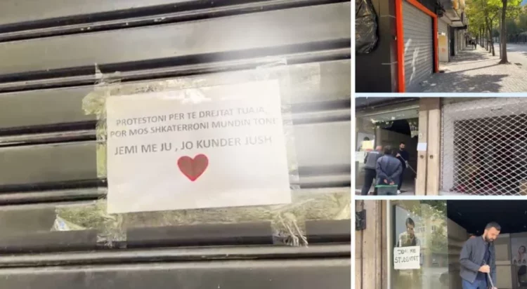 Bizneset te Rruga e Durrësit ulin qepenat, mesazhe “me zemra” për protestuesit: Jemi me ju!