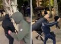 Civilë të maskuar dhe me shkopinj hekuri ndjekin të rinjtë protestues