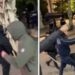 Civilë të maskuar dhe me shkopinj hekuri ndjekin të rinjtë protestues