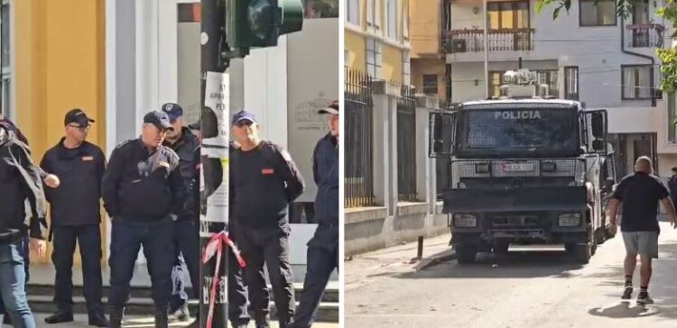 Protesta e studentëve, prani e shtuar e policisë te Ministria e Arsimit, në gatishmëri edhe autoboti i ujit