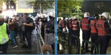 “Dorëheqje”/ Protestuesit me thirrje të forta përpara Kuvendit