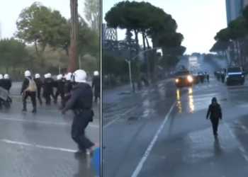 Hidhet gaz lotsjellës te Kryeministria, policia fillon përndjekjen e të rinjve në rrugët e Tiranës