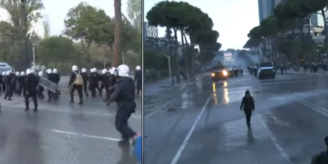 Hidhet gaz lotsjellës te Kryeministria, policia fillon përndjekjen e të rinjve në rrugët e Tiranës