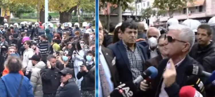 Vijon protesta para Kuvendit, studentët dhe pedagogët heqin gardhin metalik dhe qëndrojnë përballë policisë
